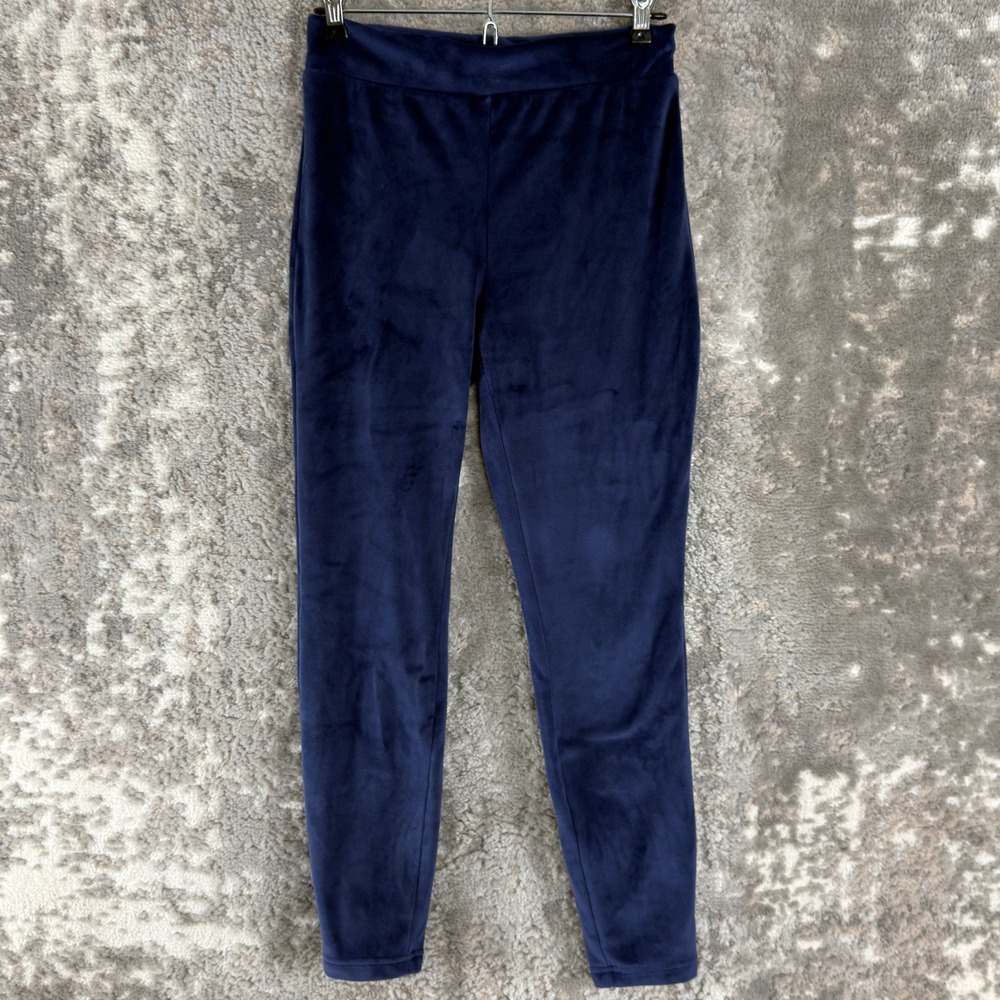 Lands' End Size XXS Velvet Velour Stretch Leggings Pants Blue Women